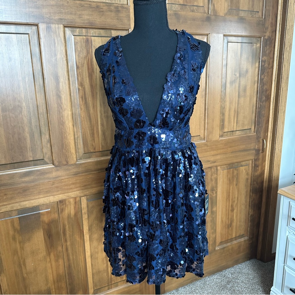 Adorable Blue Sequins Cocktail Dress